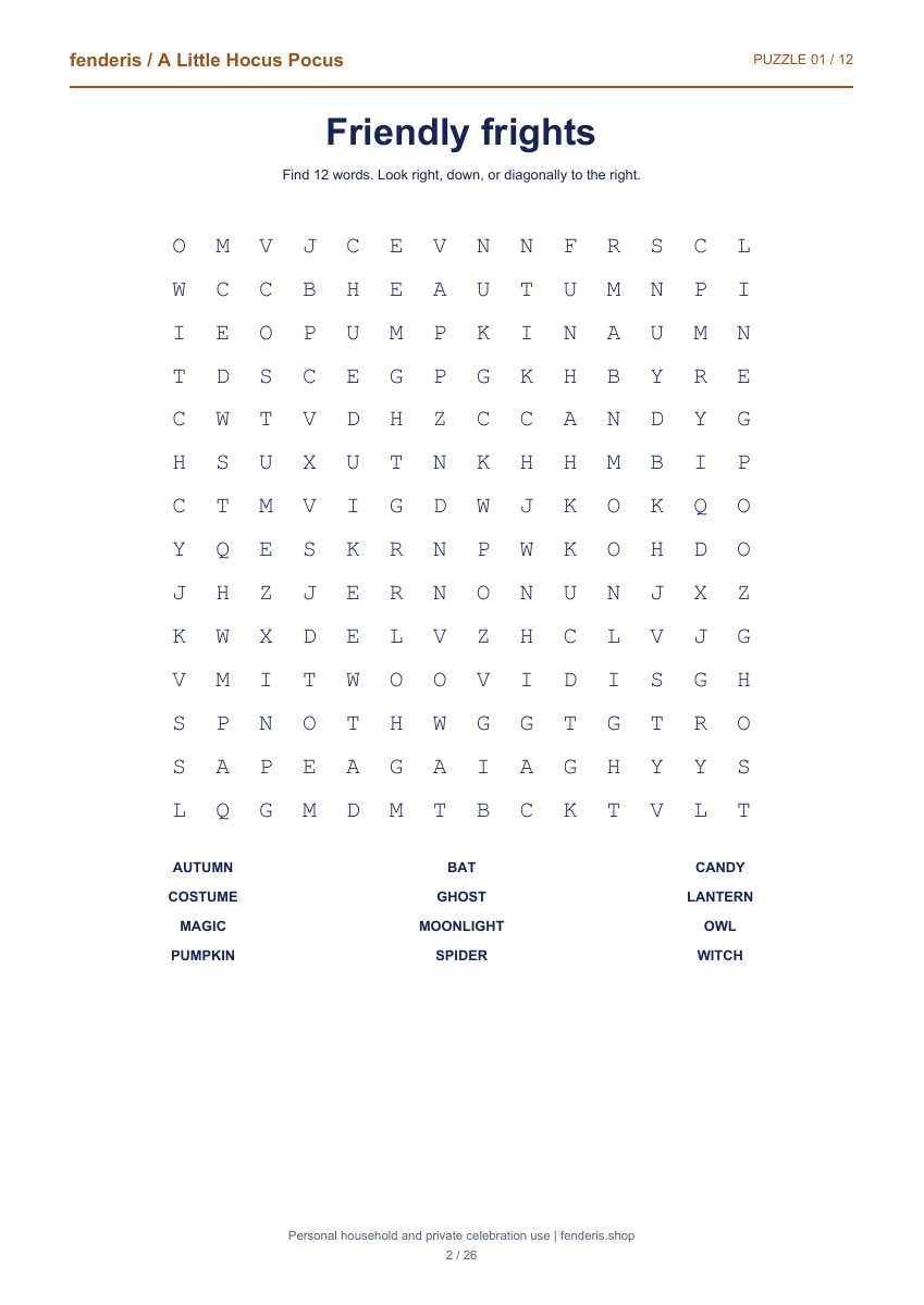 halloween — one of six included collections, actual puzzle preview
