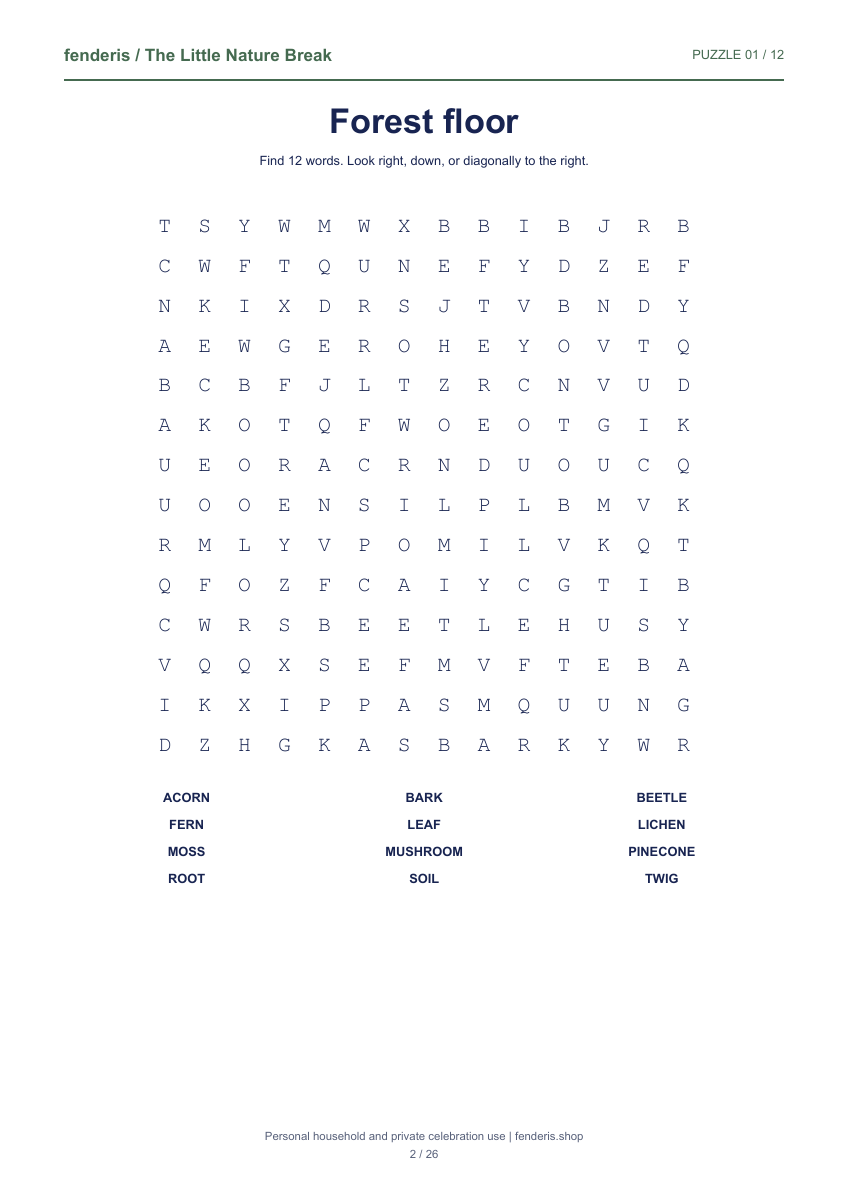 nature — one of six included collections, actual puzzle preview